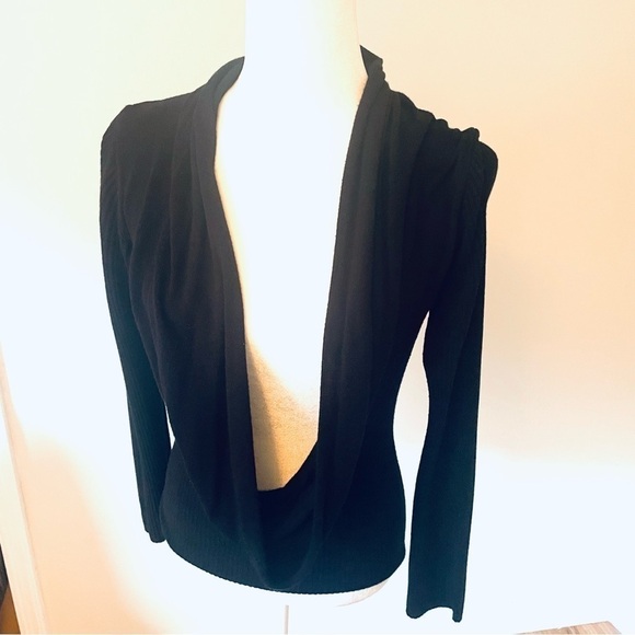 Black Long Sleeve Open Top Draped Women’s Size S - Picture 3 of 11